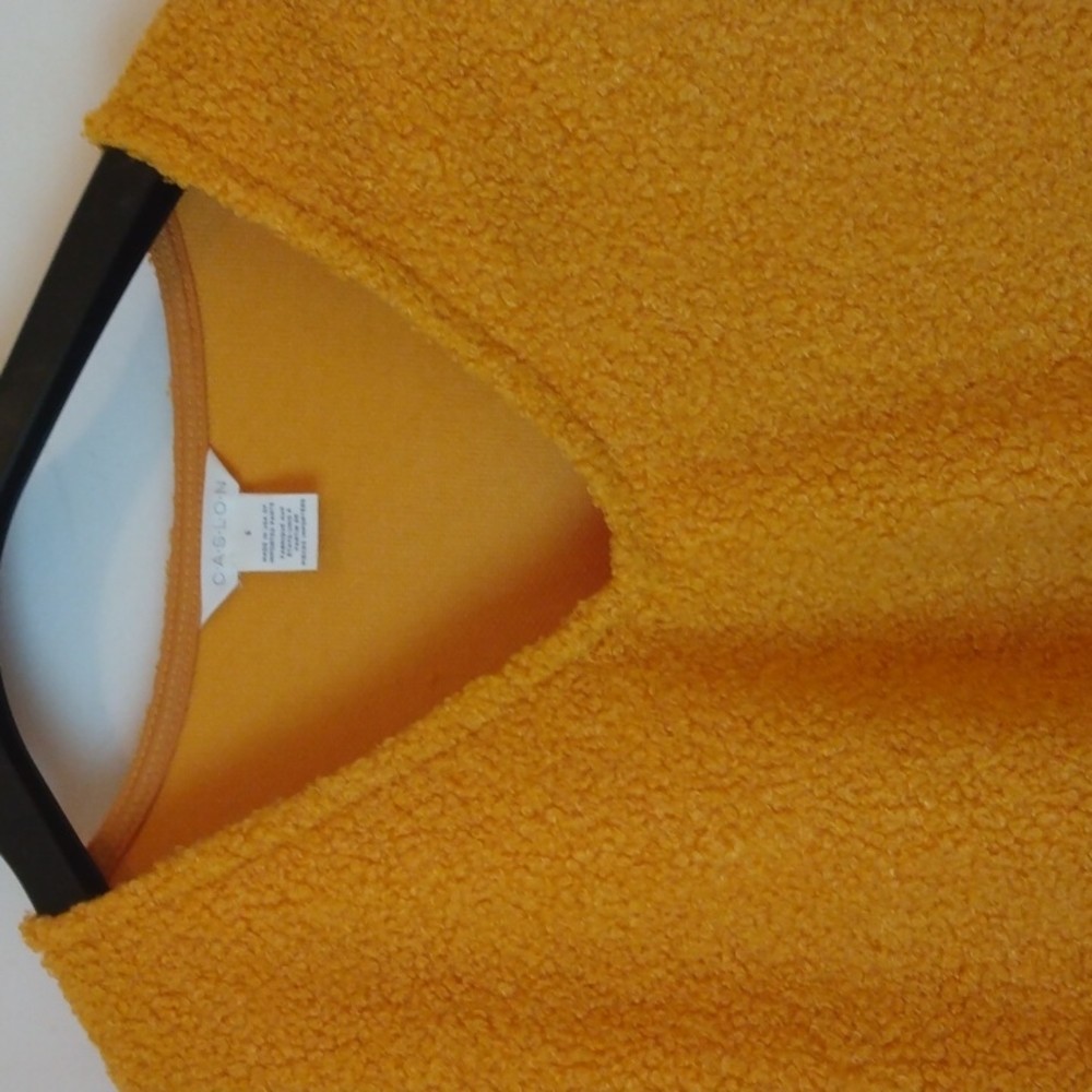 Caslon yellow Sherpa Shearling Teddy Sweater Size Small - Picture 5 of 11